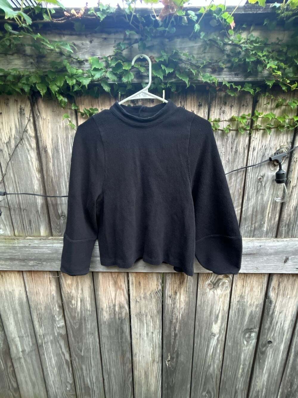Madewell Texture & Thread Button-Back Mockneck Black Sweater Medium